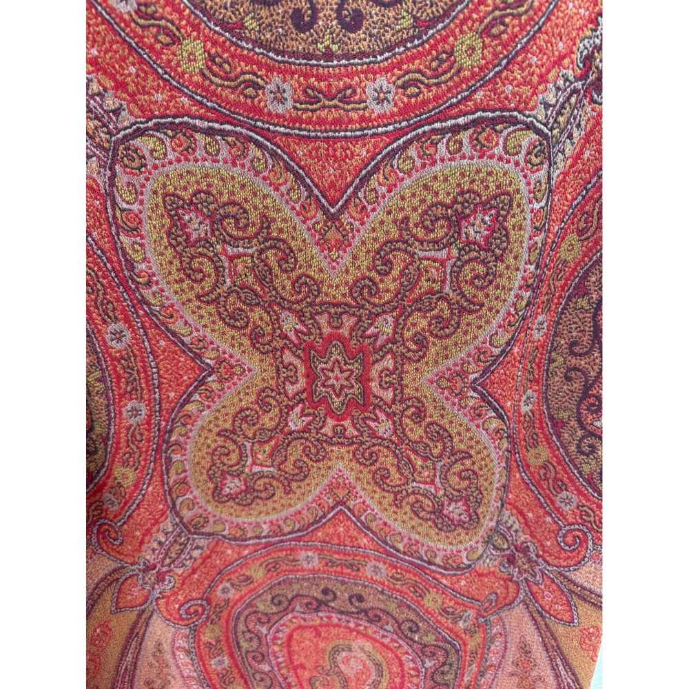Vintage Ralph Lauren Wool Silk Paisley Tapestry Duster Coat Red Made in Italy - Picture 12 of 12